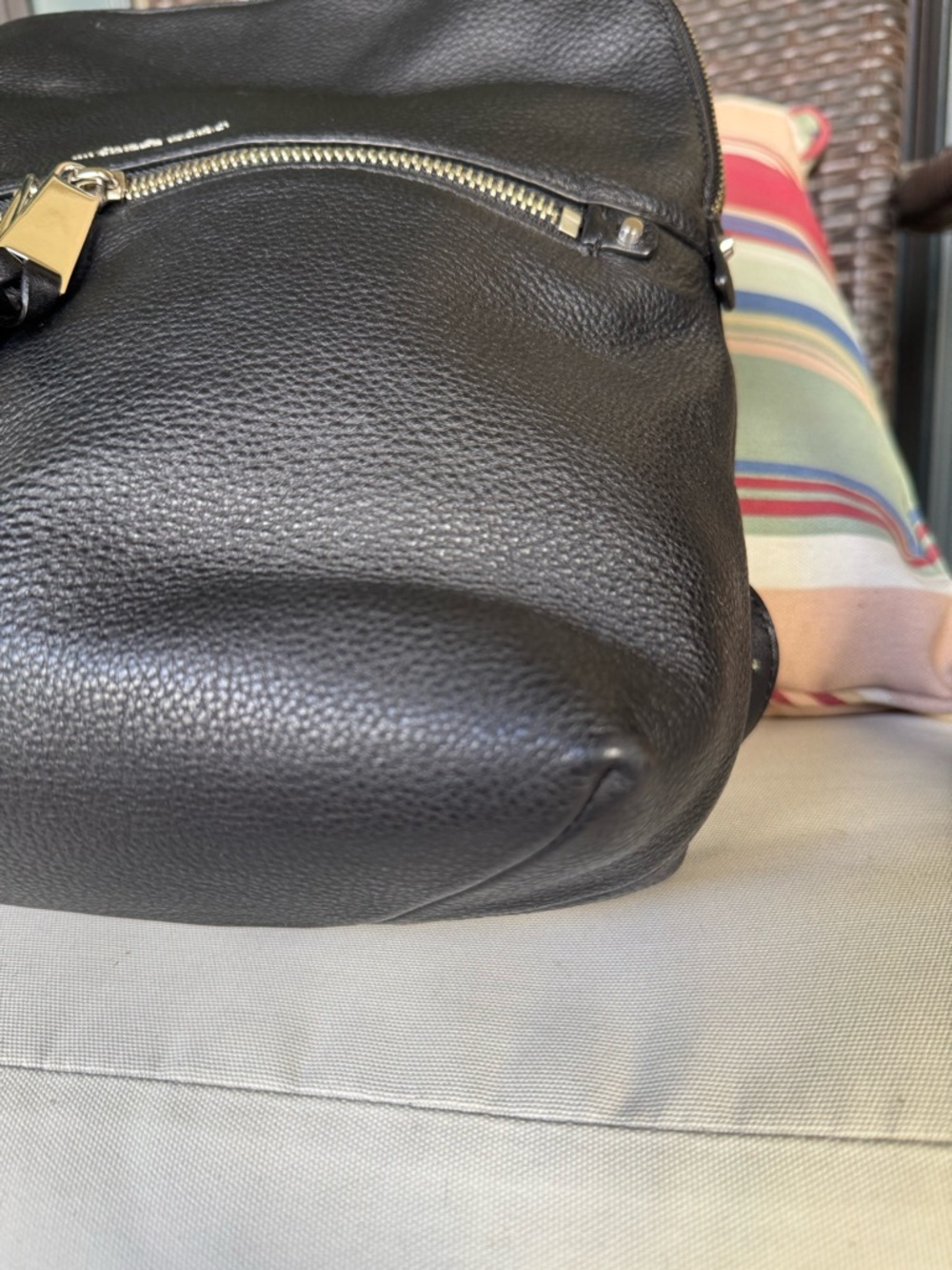 Michael Kors Black Pebbled Leather Backpack with Silver Hardware - Picture 10 of 13